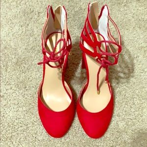 Express Red Lace up Heals